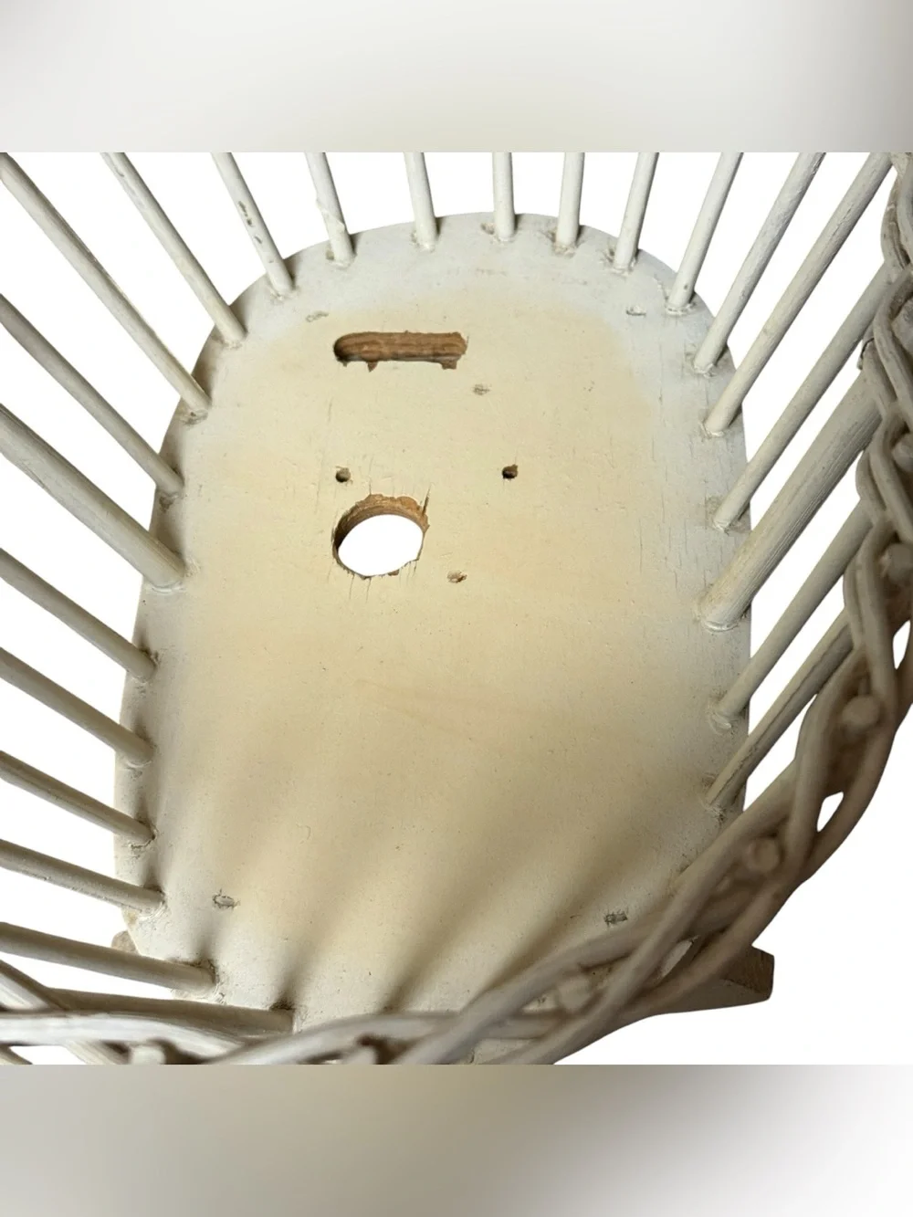 Vintage Wicker Baby Doll Bed With Soft Pillow Antique Off White